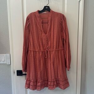 Anthropologie Forever That Girl Long Sleeve Eyelet Cotton Dress